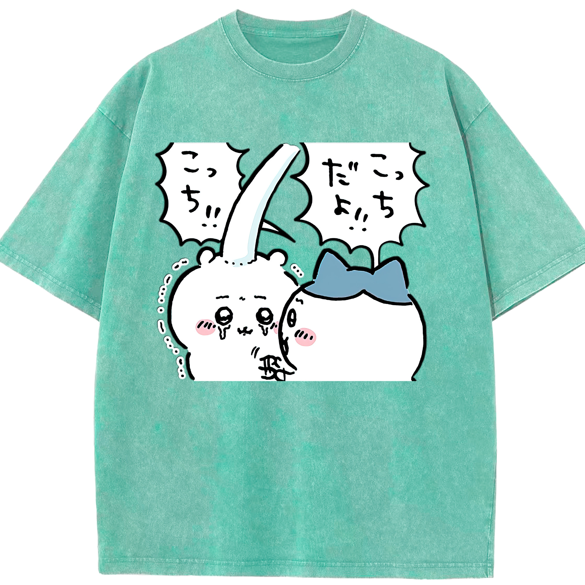 （画像用） ちいかわ ハチワレ Chii-kawa hachiware 綿100% ヴィンテージ風 半袖Tシャツ（フロントプリント）